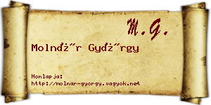Molnár György névjegykártya